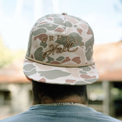 Gruene Hall 3D Embroidered Logo Harvest Duck Camo Rope Cap #256P