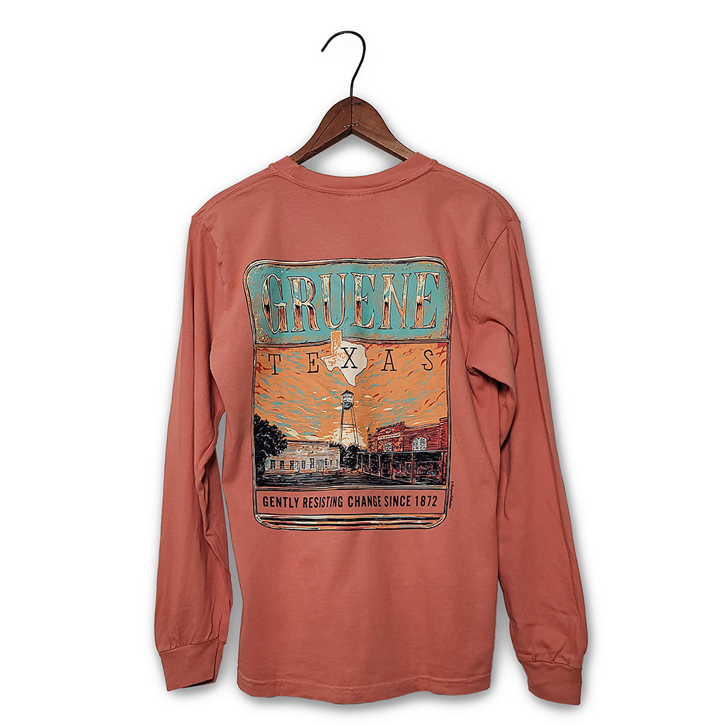 Gruene Sunset Badge Comfort Colors Long Sleeve Tee