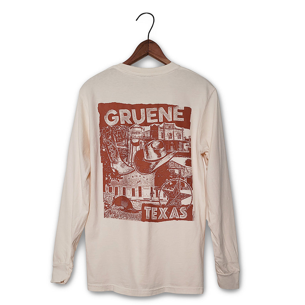 Gruene Tonal Collage Comfort Colors Long Sleeve Tee