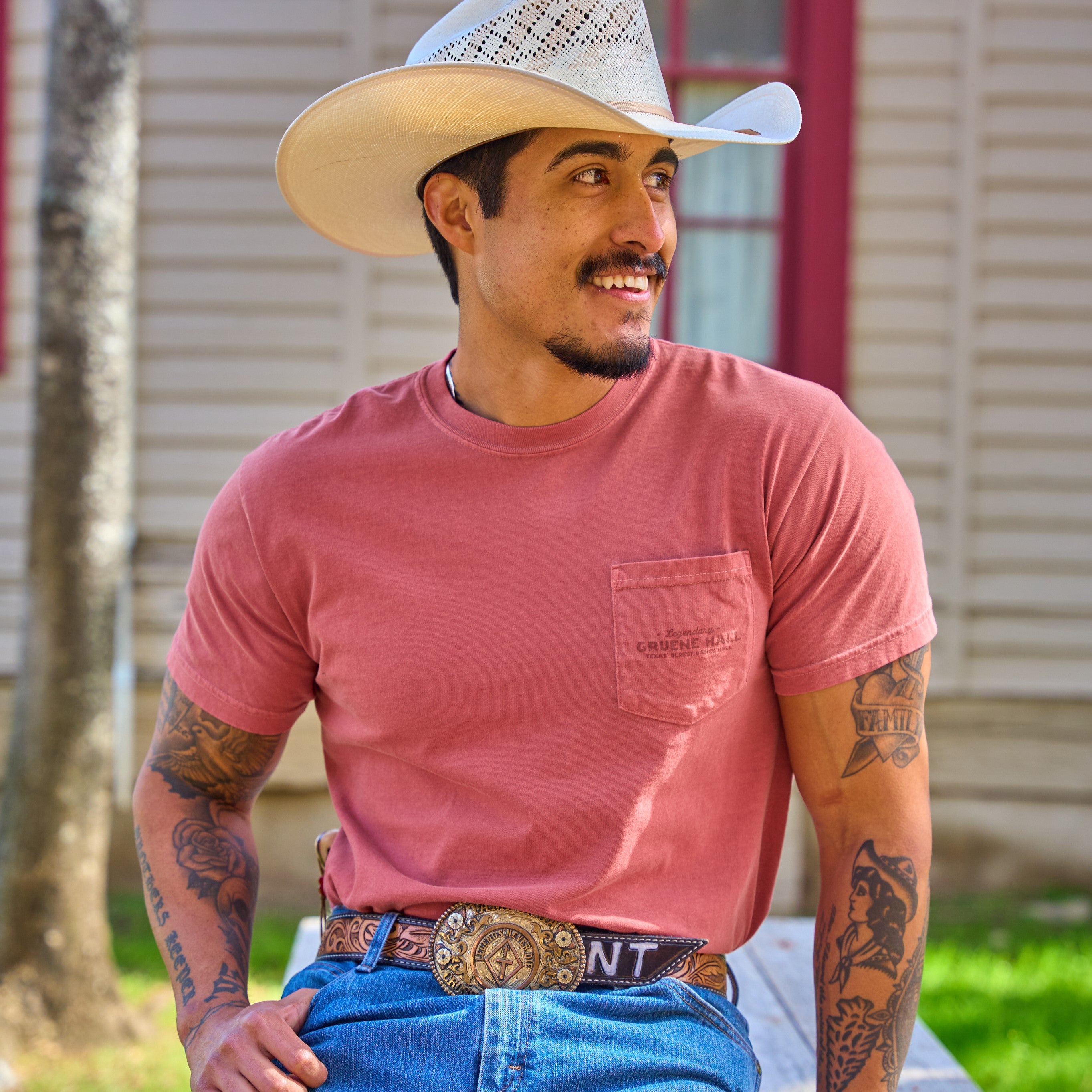 Gruene Hall Guitar Fret Comfort Colors Pocket Tee