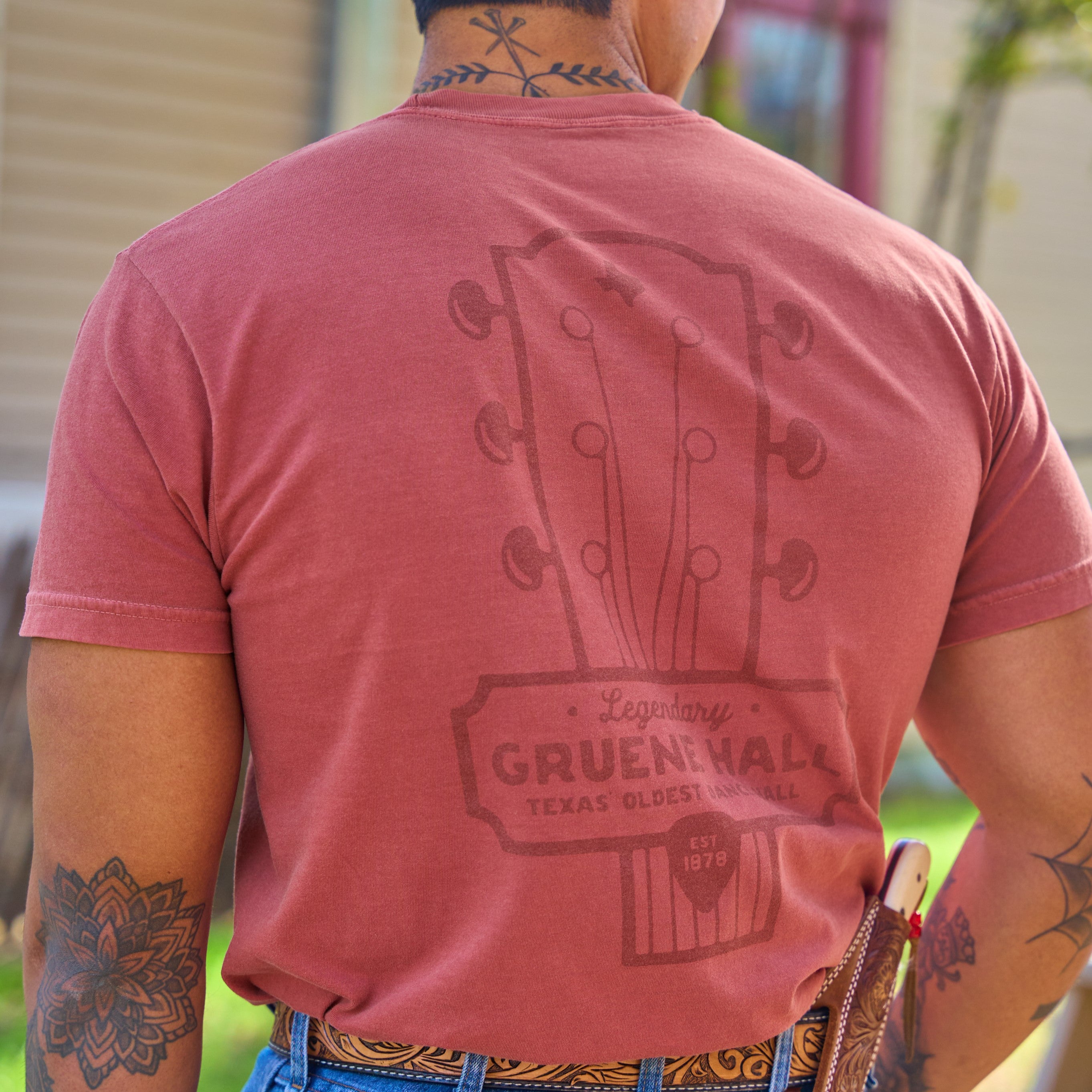 Gruene Hall Guitar Fret Comfort Colors Pocket Tee