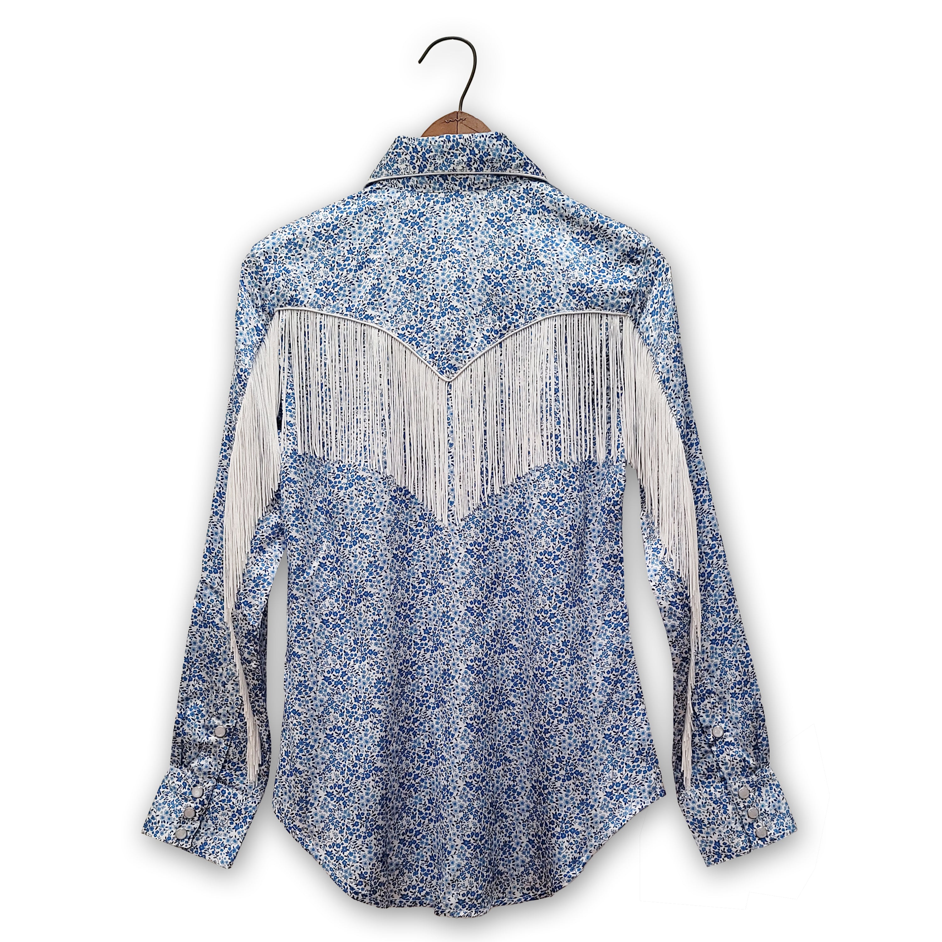 Blue Floral Fringe Blouse by Scully #HC865
