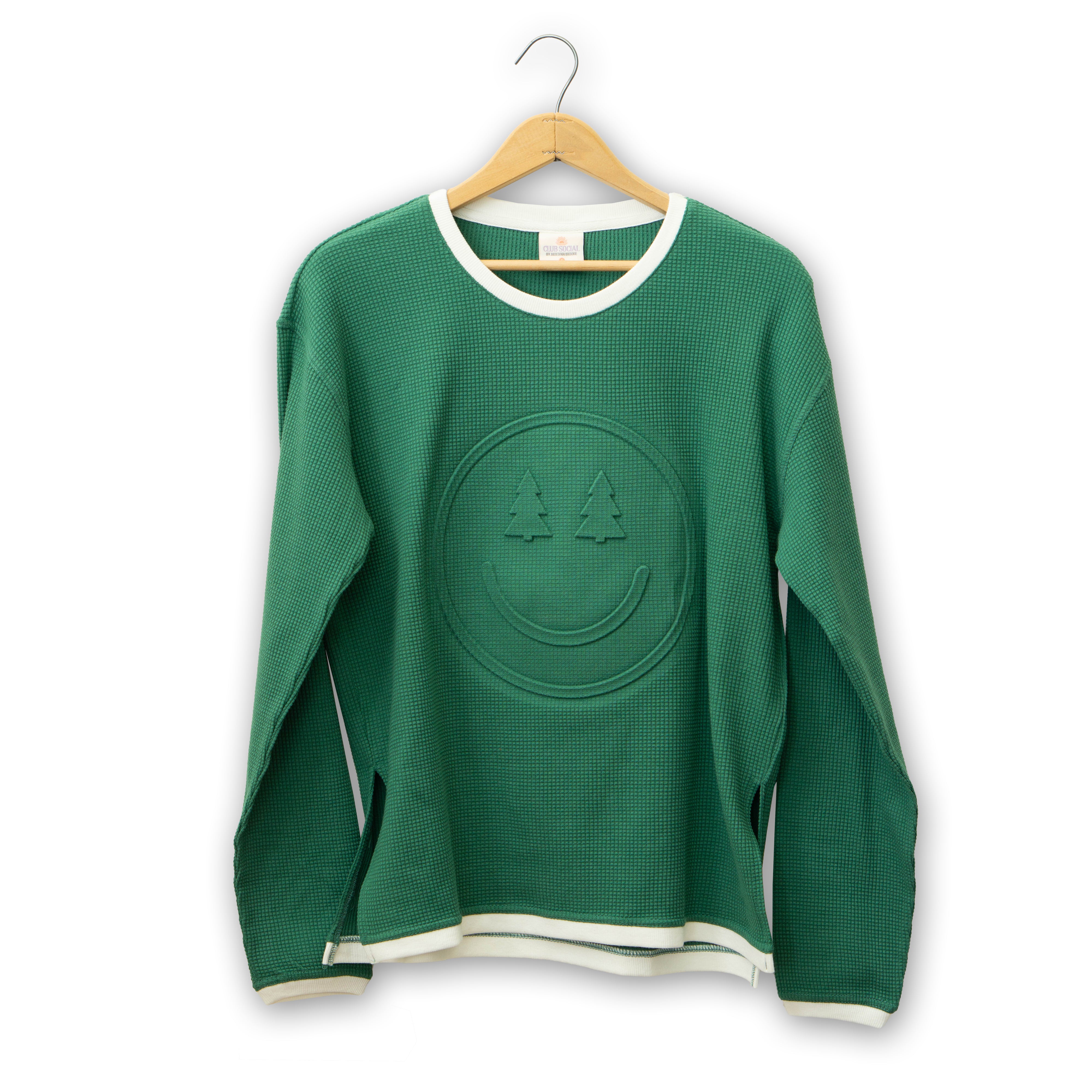 Happy Trees Embossed Holiday Waffle Sweatshirt