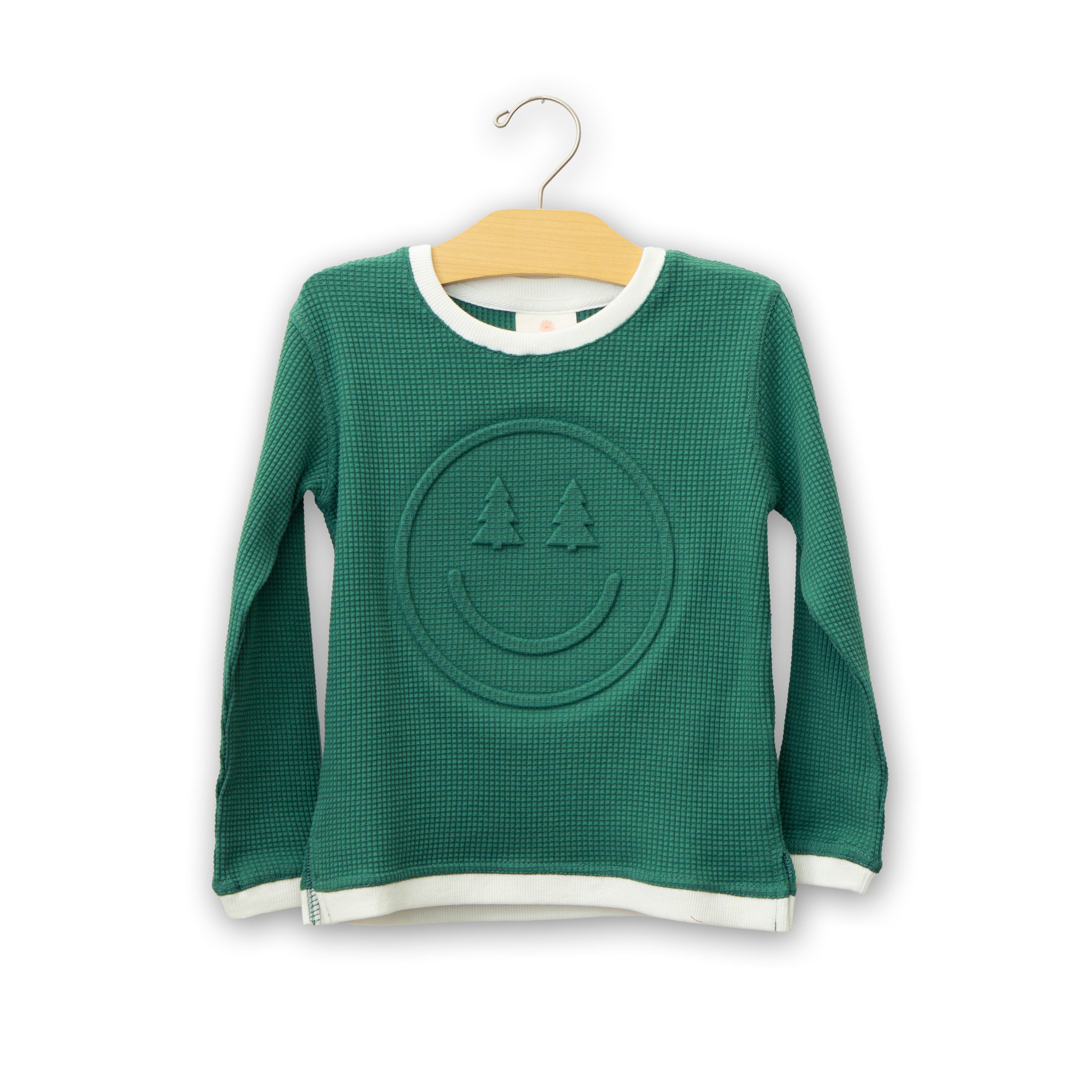 Youth Happy Trees Embossed Holiday Waffle Sweatshirt