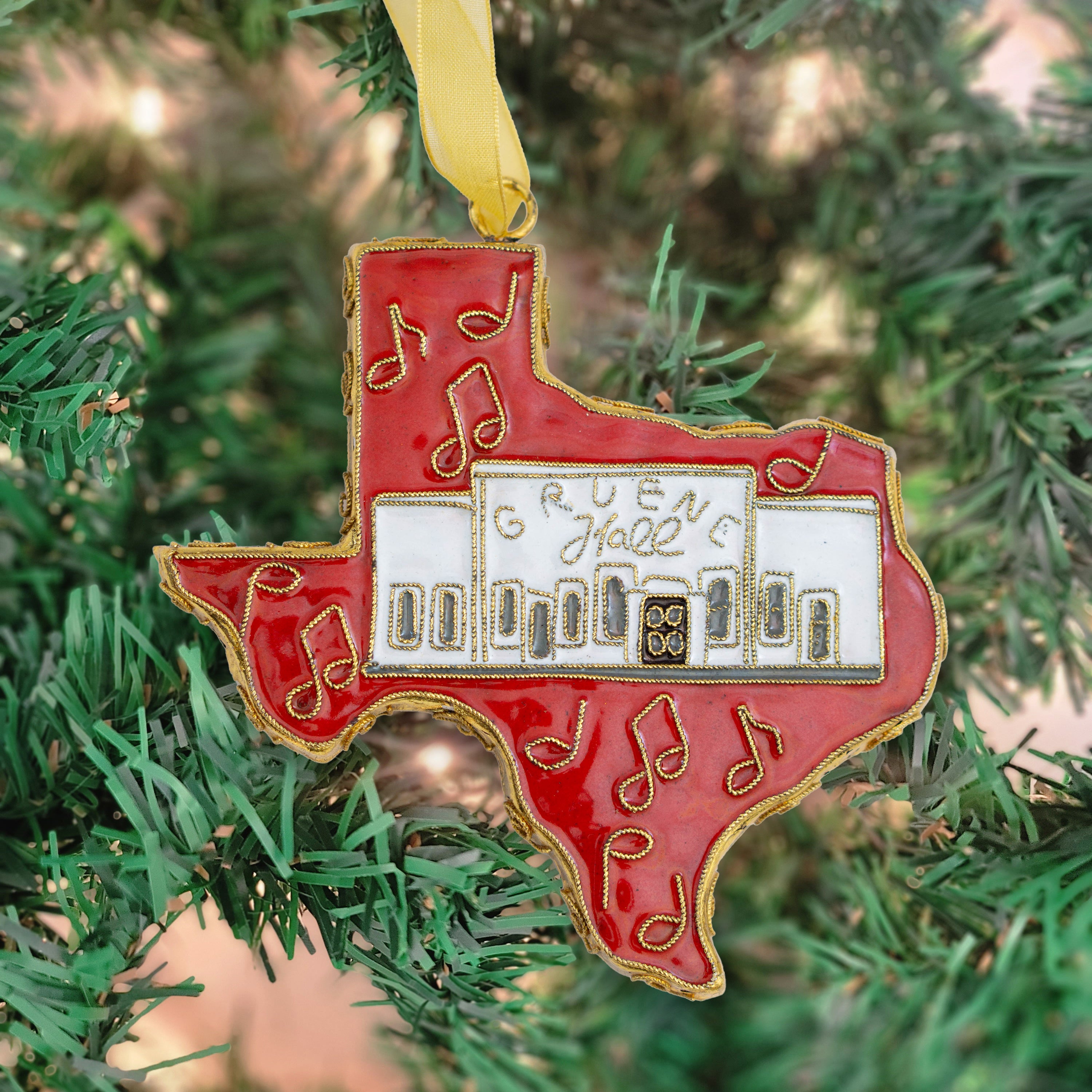 Gold Long Live Gruene Hall Cloisonné Ornament by Kitty Keller