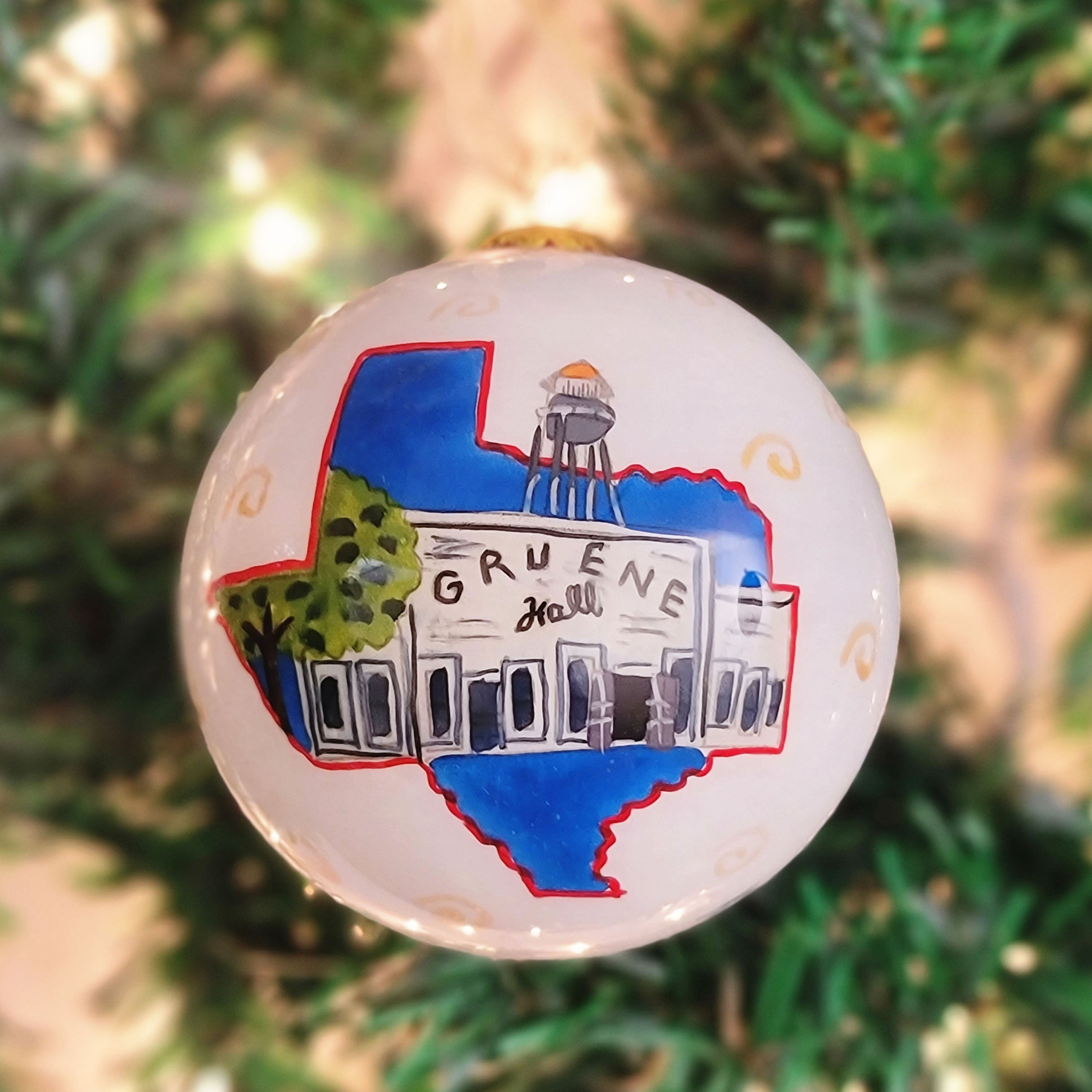 Gruene Hall Texas Glass Ornament by Kitty Keller