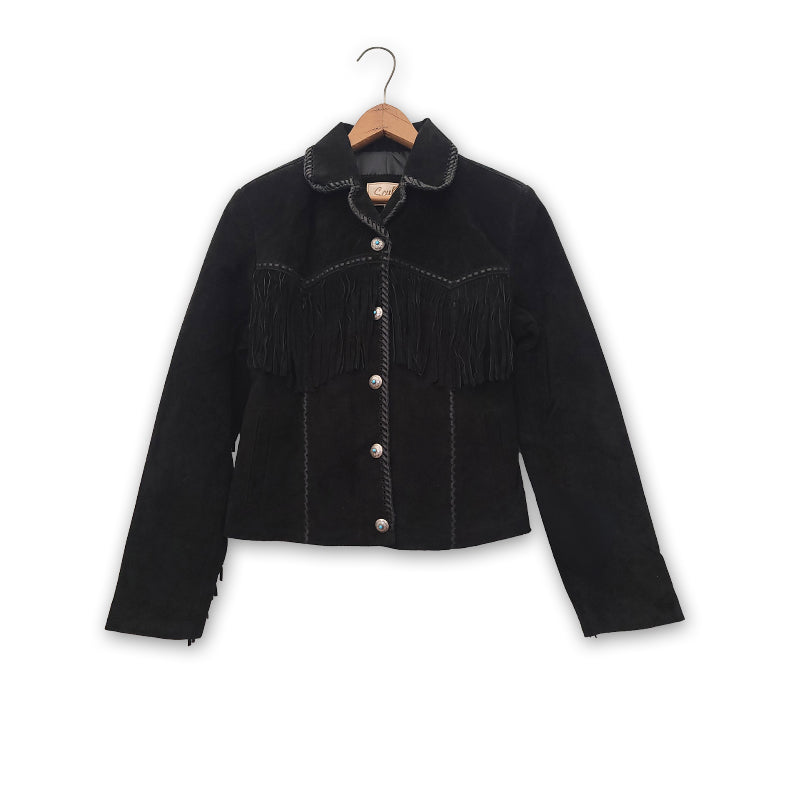 Women's Suede Fringe Jacket by Scully #L1016-19 BLACK