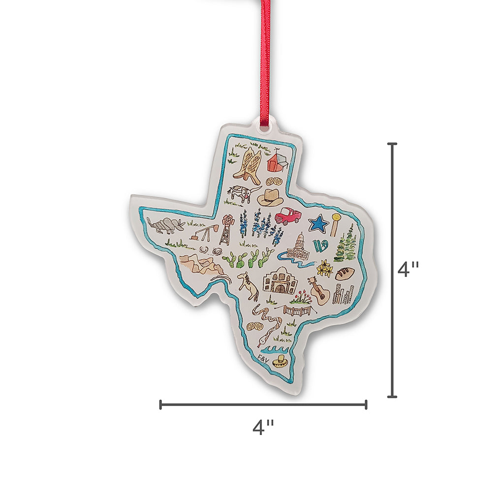 Colorful Texas Icons Ornament
