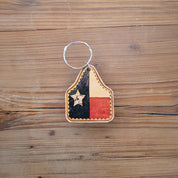 Texas Flag leather keychain