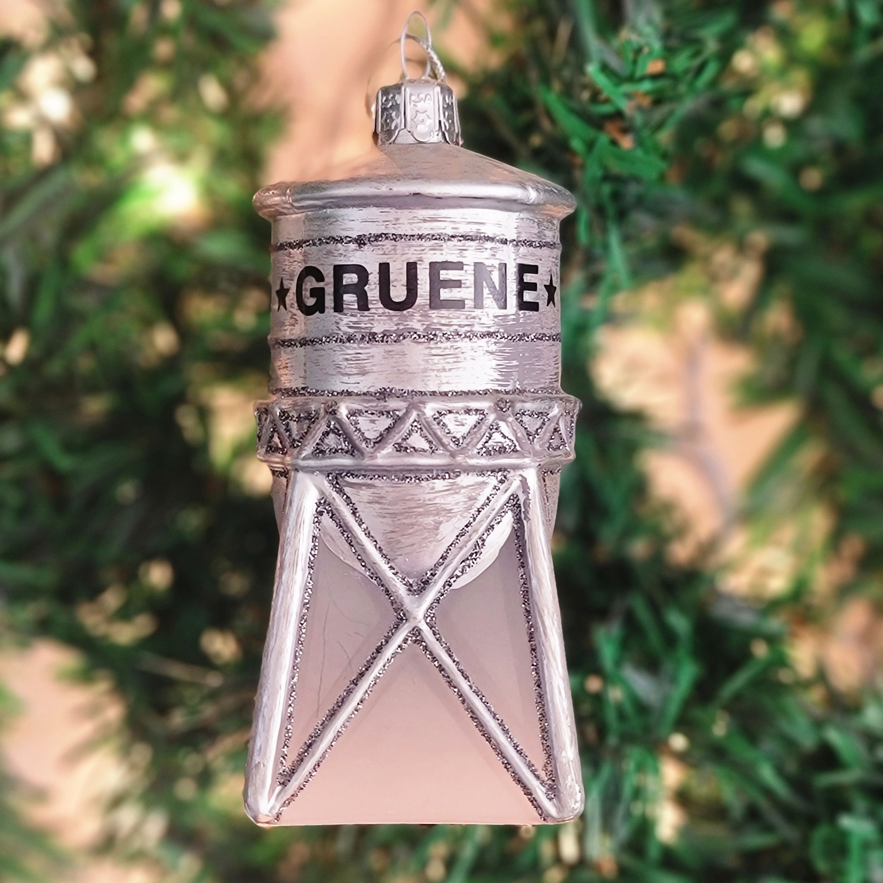 Glass Gruene Water Tower Ornament