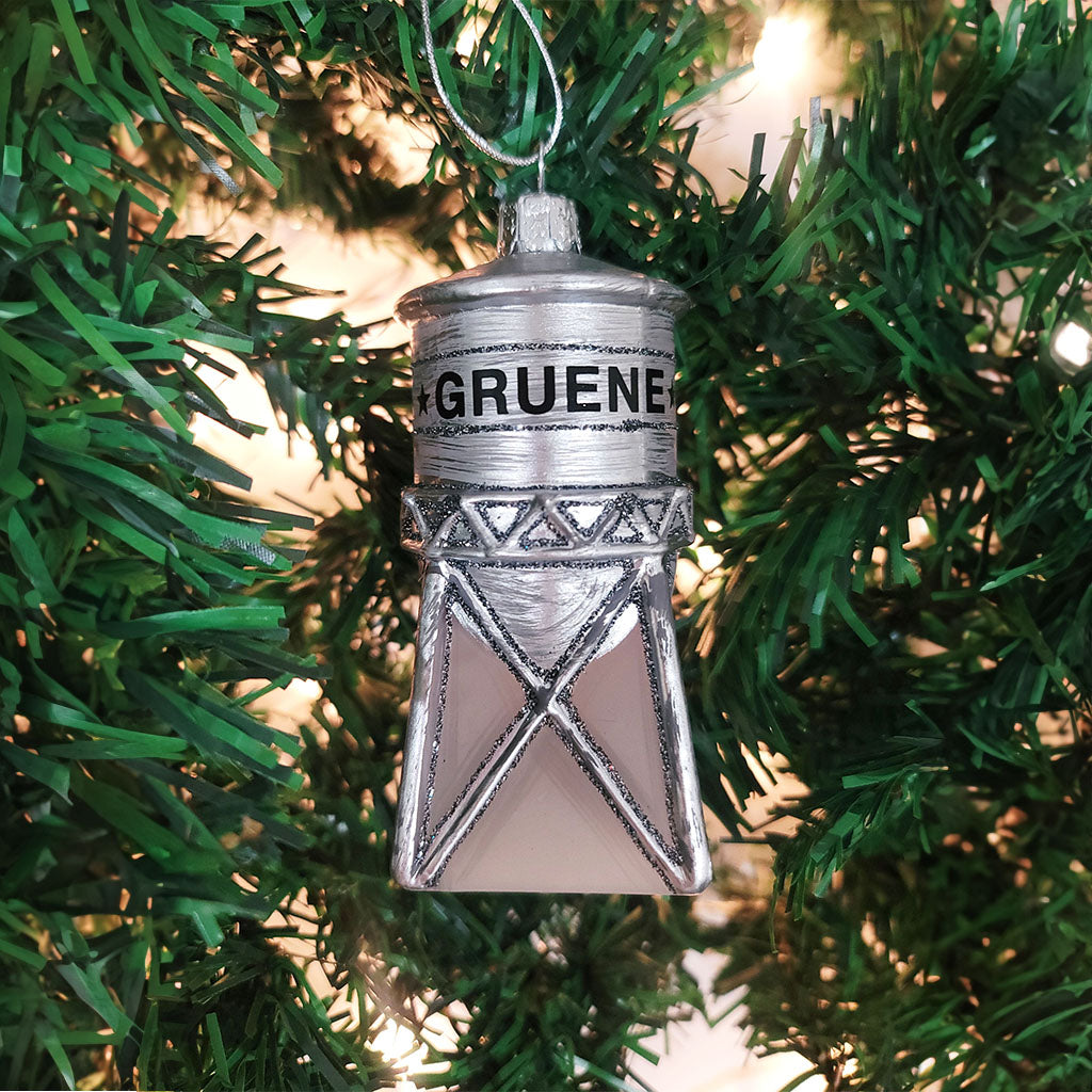 Gruene Watertower glass ornament