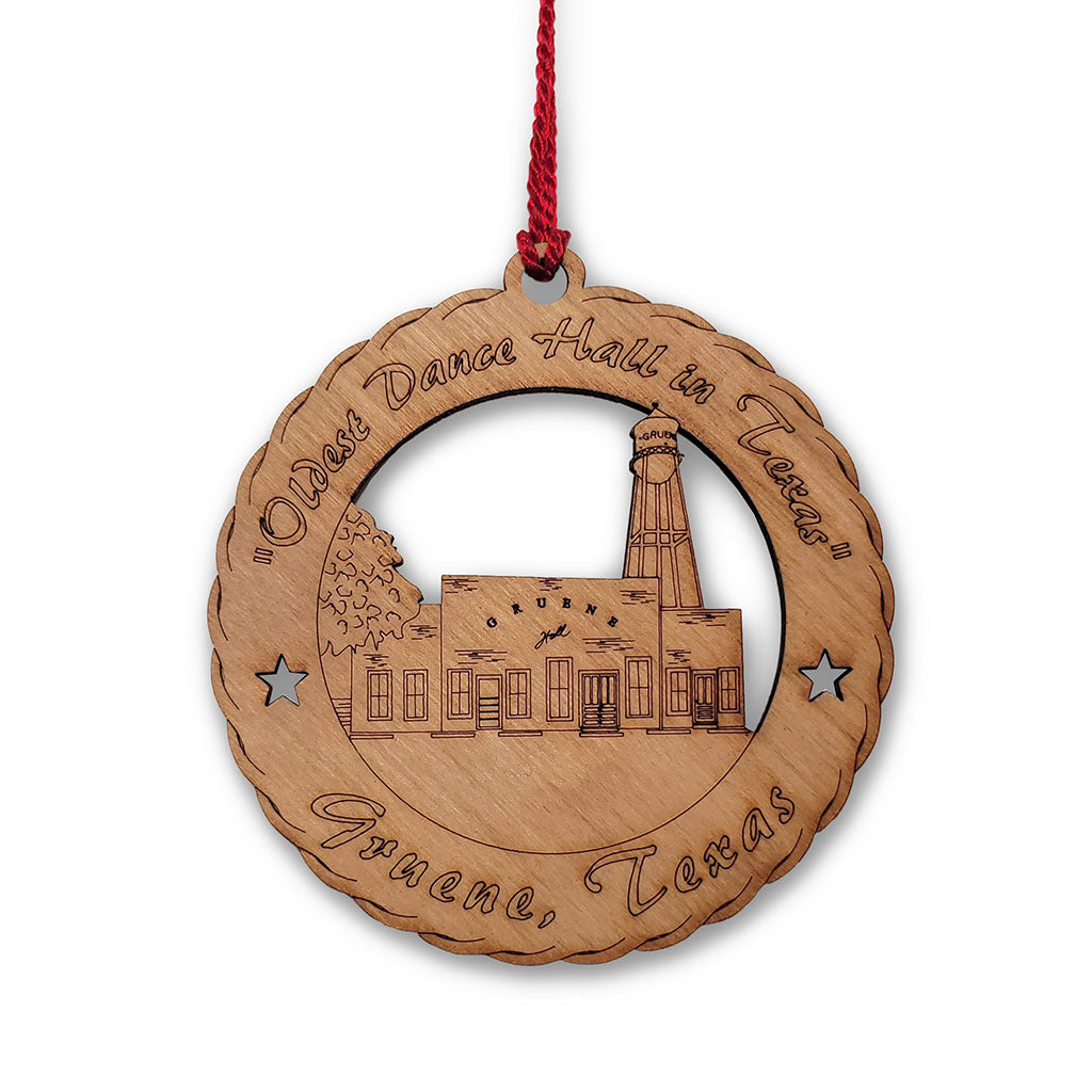 Gruene Hall wooden holiday ornament