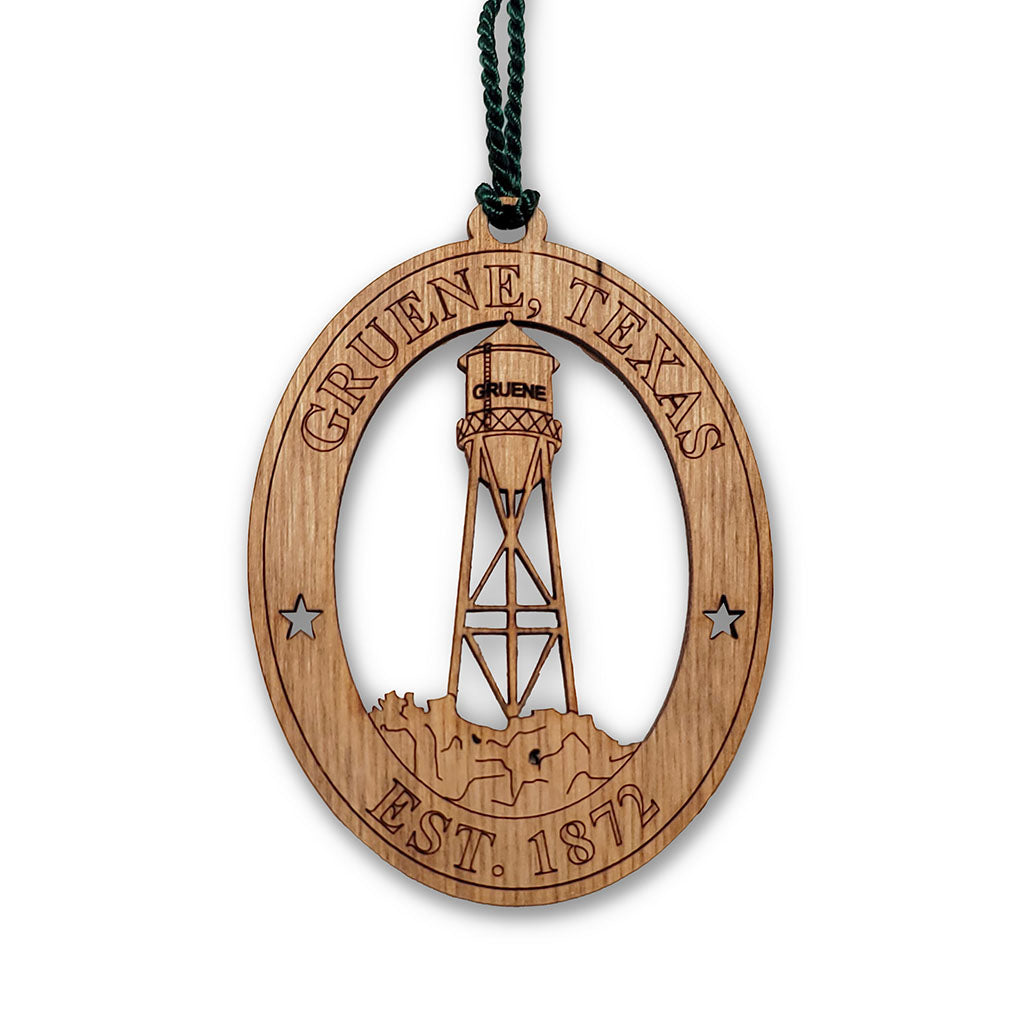 Gruene Watertower wooden holiday ornament