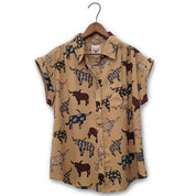 Arty Longhorn Print Shirt by Cotton & Rye #CRW713Y Mustard