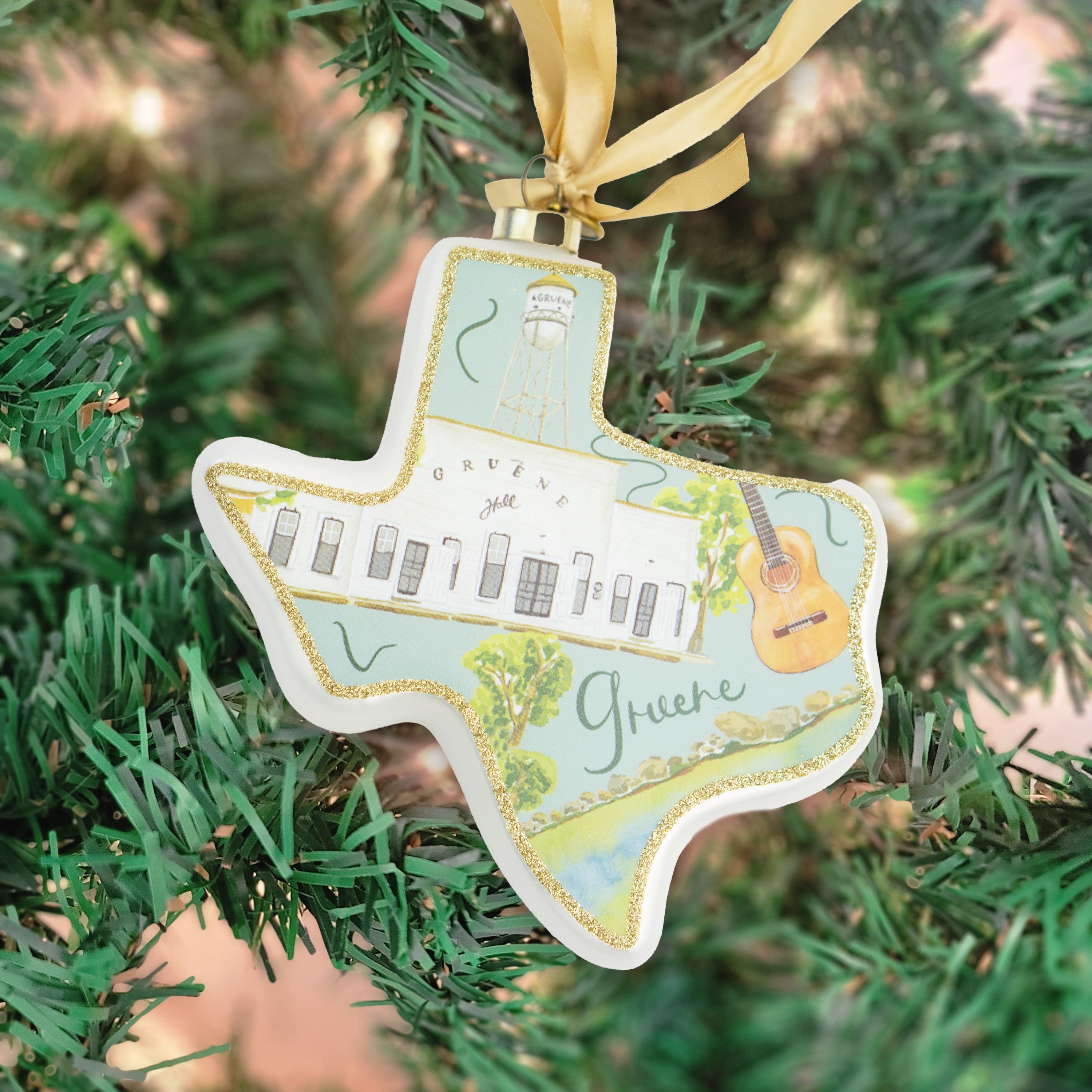 Glass Gruene Hall City Ornament